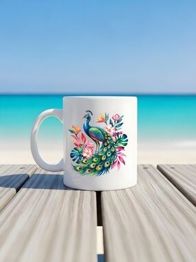 Peacock Toucan or Macaw Bag or Mug Fun Custom made New Pick one or bunlle
